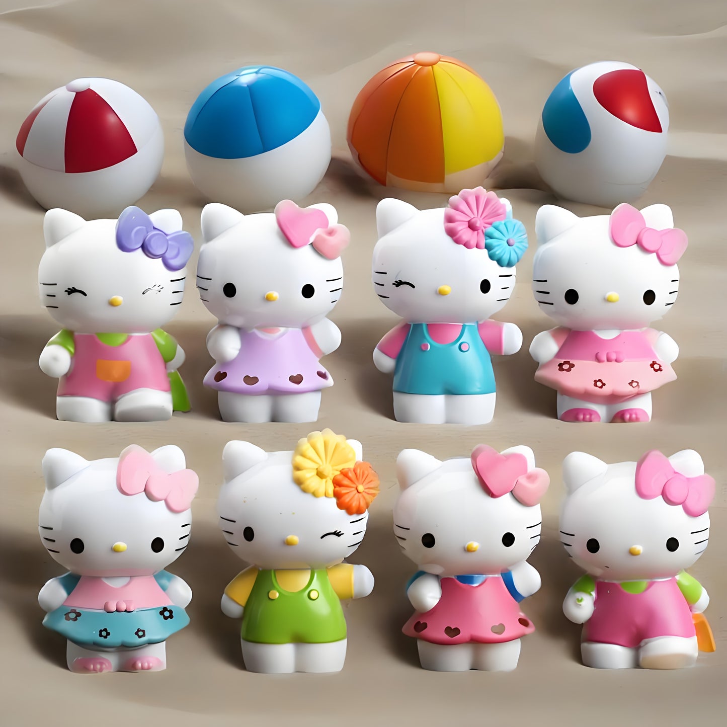 Sanrio 8pcs Hello Kitty mini figurine set, office and home decoration desktop ornaments, can be used in cars or collectible model dolls - the perfect gift choice for birthdays, Valentine's Day, Halloween, Christmas and autumn decorations,  Anime