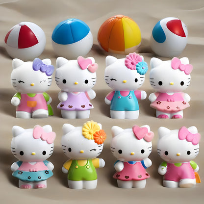 Sanrio 8pcs Hello Kitty mini figurine set, office and home decoration desktop ornaments, can be used in cars or collectible model dolls - the perfect gift choice for birthdays, Valentine's Day, Halloween, Christmas and autumn decorations,  Anime
