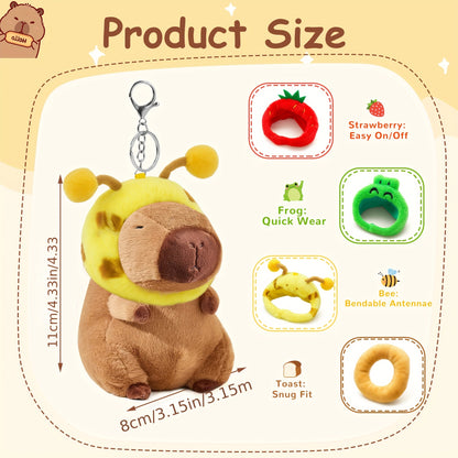 Gift for Her/Him 4/6pcs Capybara Plush Keychain, Capybara Stuffed Animals, Cute Plush Keychain with Clothes Accessories for Birthday Party Gifts, Christmas Gifts