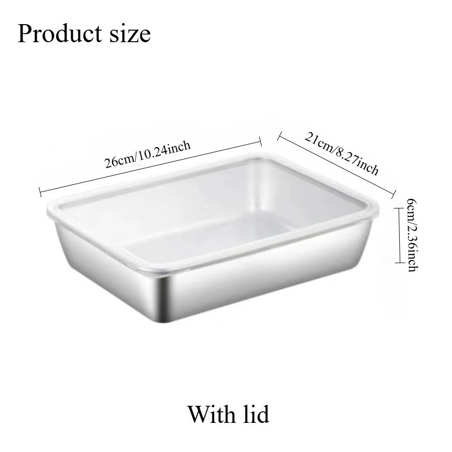 6pcs,with lid,stainless steel fresh-keeping lunch box, suitable for baking trays, preparation trays, cake trays, food sealed containers, keep food fresh, lid sealed. It can be placed in the refrigerator, dishwasher and microwave oven