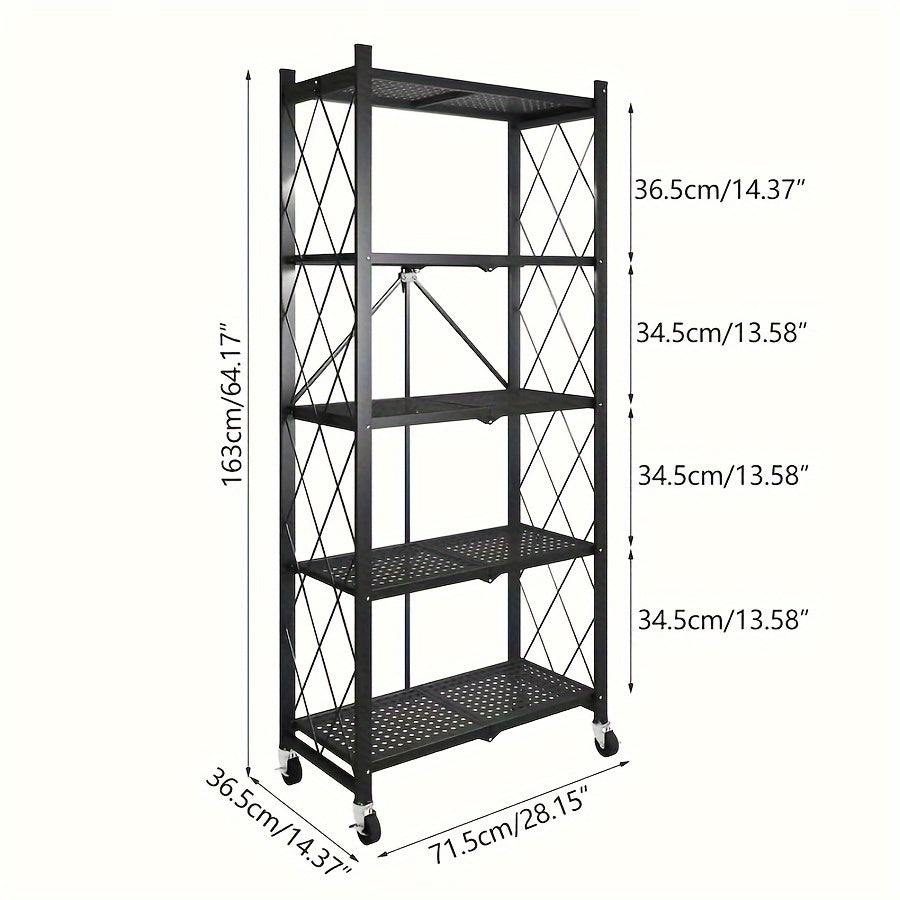 3/4/5-Tier Office Storage Rack, with Wheeled Multi-Layer Storage Shelves, Mobile Floor-Standing Multifunctional Miscellaneous Storage Rack, Foldable File Rack, Storage Supplies, Standing Shelf, Standing Shelf