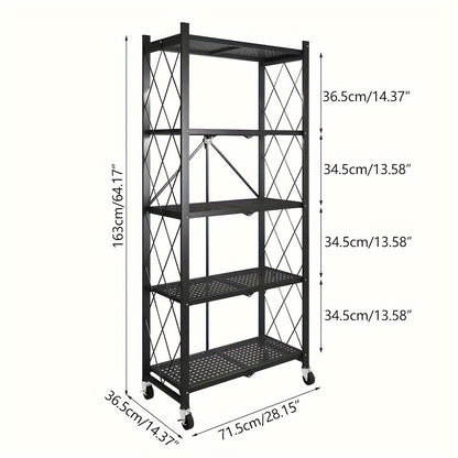 3/4/5-Tier Office Storage Rack, with Wheeled Multi-Layer Storage Shelves, Mobile Floor-Standing Multifunctional Miscellaneous Storage Rack, Foldable File Rack, Storage Supplies, Standing Shelf, Standing Shelf