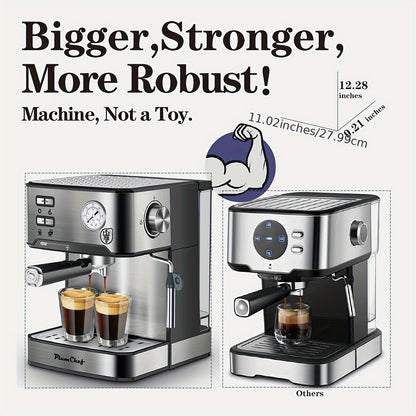 20 Bar Espresso Machine 950W – Stainless Steel Espresso & Cappuccino Latte Maker with Steam Wand Milk Frother, 49.03oz Water Tank, ESE Pod Filter, Home Barista Coffee Machine – Black, Pressure Gauge