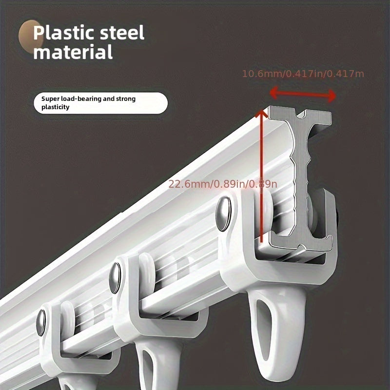 White Glossy Flexible Alloy Plastic Curtain Rail - Easy to Install on Ceiling, Trim to Fit, Ideal for Bathroom and Home Decor, Bay Window Decoration | Modern Curtain Accessories | Durable PVC Track, Bend as Needed