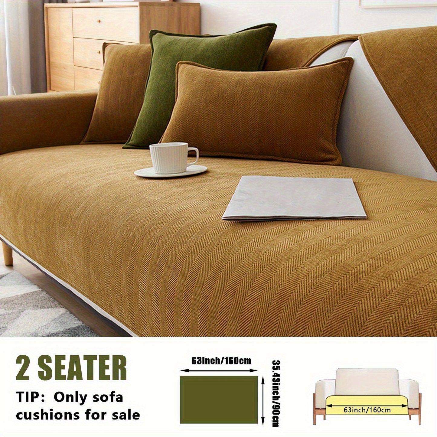 1pc of Pet-Friendly Chenille Ribbed Sofa Cover That Is Non-Slip And Machine Washable, Made from Soft Stretch Fabric Suitable for 2, 3, Or 4-Seater And Sectional Sofas. It Enhances Contemporary Home Decor in Living Rooms, Bedrooms, And Offices