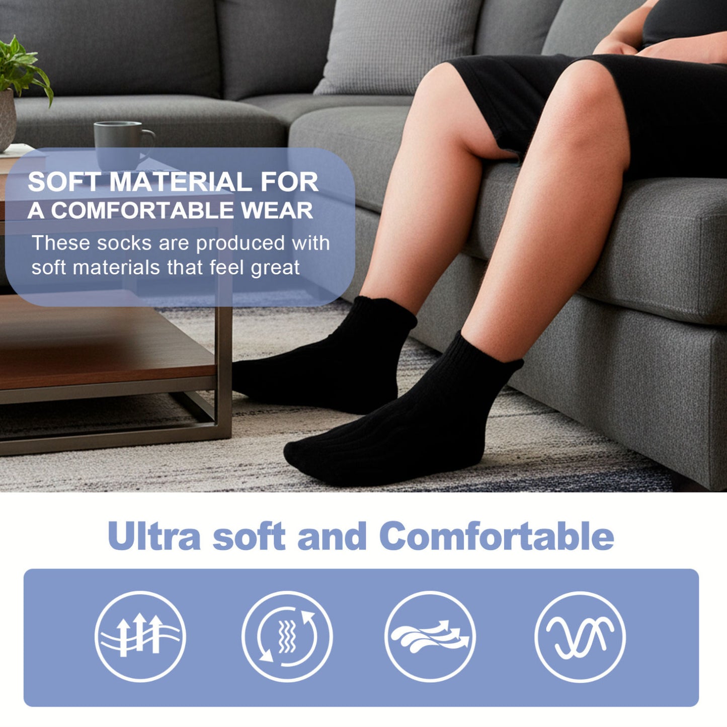12 Pairs Diabetic Ankle Socks for Men & Women - Ultra Comfort Cotton Ankle Socks, Extra Cushioned Sole, Non-Binding Top And Seamless Toe (Black/White)