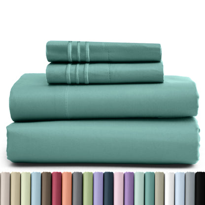 Hannah Bedding 4 Pieces Solid Colors Bed Sheets - 1800 Series Brushed Sheet Set With Pillowcases, Deep Pocket Bedding Set For Ultimate Comfort - Lightweight And Breathable Cooling Sheet Set - 16 Inches Deep Pocket