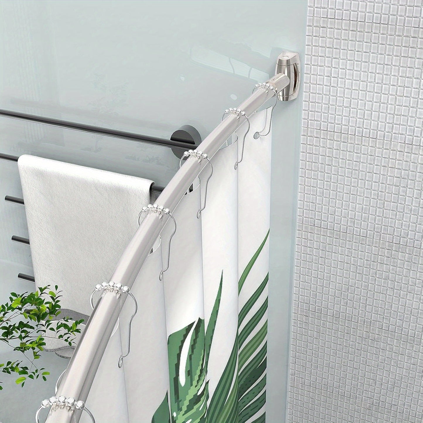 Curved Shower Curtain Rod - Adjustable 43-72 Inches, Rustproof Aluminum, Elegant Brush Nickel Finish for Bathroom, Bathtub, And Stall