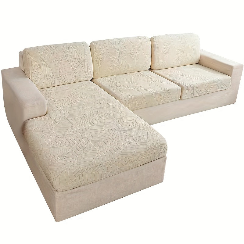 6pcs/Set Sofa Cover, Leaf Jacquard High Elasticity Sofa Cover, Furniture Protective Cover, Concubine-style Sofa Cushion Cover With Elastic Band, Easy To Install, Removable And Easy-to-clean Home Protective Cover, Valentine'S Day Home Decorations