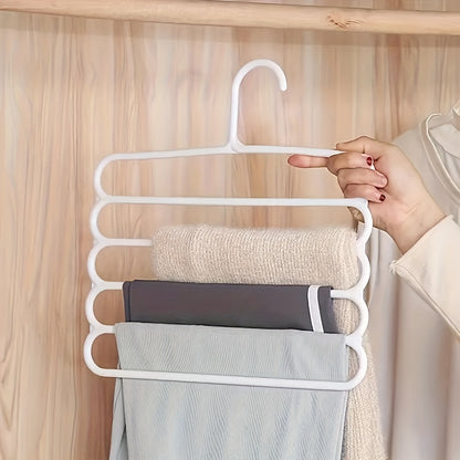 5pcs, Multifunctional Five-Layer Pants Rack, Anti Slip, Multi-layer Clothing Store Wardrobe Clothes Hanger, Scarf Storage Hanging Rack, Pants Rack