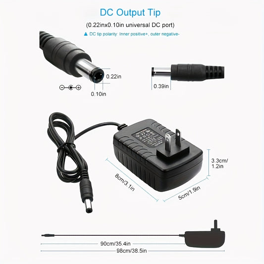 12V 2A AC DC Power Supply Adapter 11-in-1 with 10 Tips 100-240V 50-60Hz Universal DC Transformer for LED Light CCTV Camera Router BT Speaker GPS Webcam 4.9ft Cord