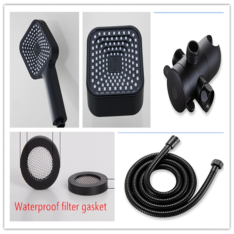 A 4-Inch High-Flow Shower Head And Hose Combination, a Dual-Purpose Handheld Shower Head Kit, a Shower Spray Head Assembly, a Long Hose Three-Way Shower System, a Stationary Shower Head, Bathroom Shower Fixtures For shower use solely