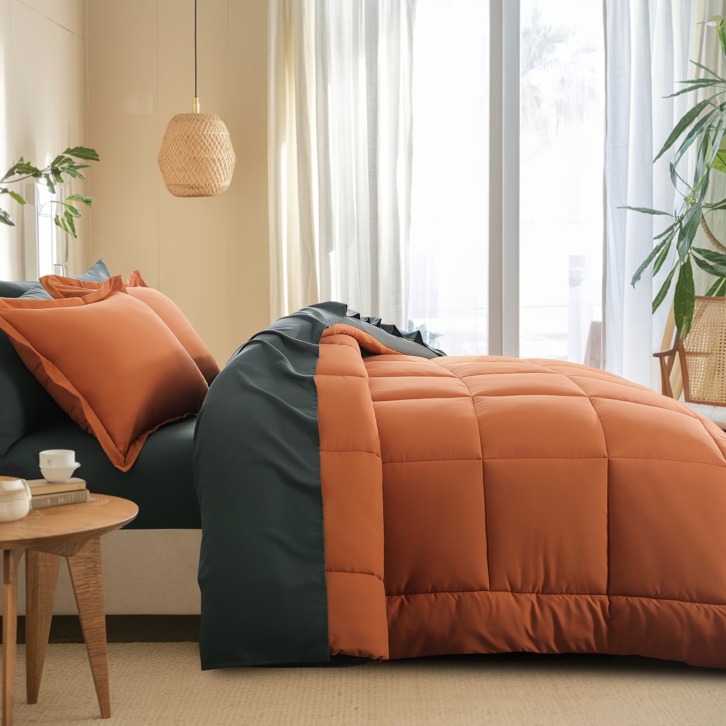 7pcs Comforter Set-Luxury Soft Fluffy Bedding With 1 Comforter, 1 Fitted Sheet, 1 Flat Sheet, And 4 Pillowcases & Pillow Cover-All Season Quilte Set Queen, Hypoallergenic, Breathable, Easy Care, Valentine'S Day Bed In A Bag, Gifts For Her