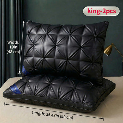 Luxury Hotel Pillows 2PCS, Cool Breathable Pillow Insert, Fluffy Resilient Neck Support, Soft Comfortable Sleeping Pillow, Queen King Size, White Black Navy Pink Gray Brown