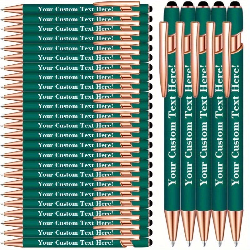 Custom Engraved Luxury Pens Bulk Set with Touch Tip & Soft Grip - Personalized with Logo, Name or Text, Elegant Gift Pens for Wedding, Birthday, Christmas, Office, Party Giveaways - 25/30/35/45/50 Pcs