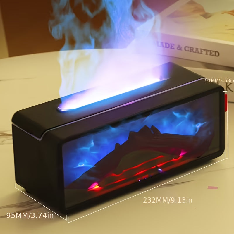 3D Realistic Flame Electric Fireplace, Dual-function Aroma Diffuser And Humidifier, Silent Operation, Realistic Fireplace Effect with Flickering Flames, Suitable for Living Room, Bedroom, Office, Ideal Christmas/Valentine's Day Gift
