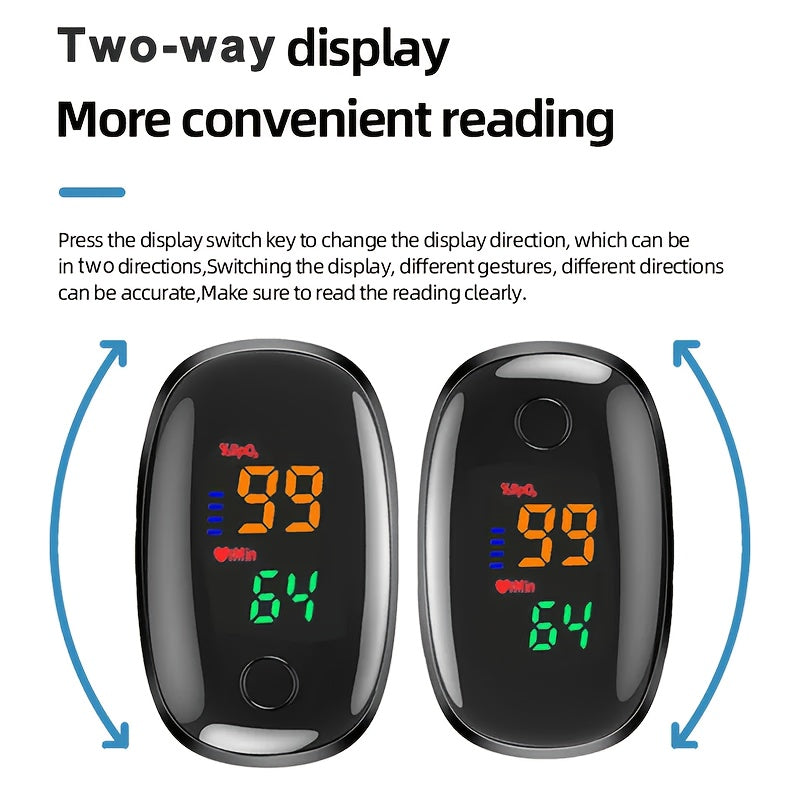 FDA Approved Pulse Oximeter with Color LED Display, Digital Fingertip Blood Oxygen Saturation & Heart Rate Monitor, Automatic SpO2 Meter for Home Health Monitoring, Black
