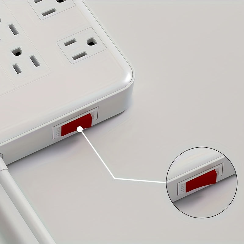 Surge Protector Power Strip With USB C Ports, 6ft Extension Cord With Multiple Outlets, 22 AC Outlets And 5 USB Ports, PD20W Flat Plug, Heavy Duty, Wall Mount, Under Desk