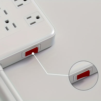 Surge Protector Power Strip With USB C Ports, 6ft Extension Cord With Multiple Outlets, 22 AC Outlets And 5 USB Ports, PD20W Flat Plug, Heavy Duty, Wall Mount, Under Desk