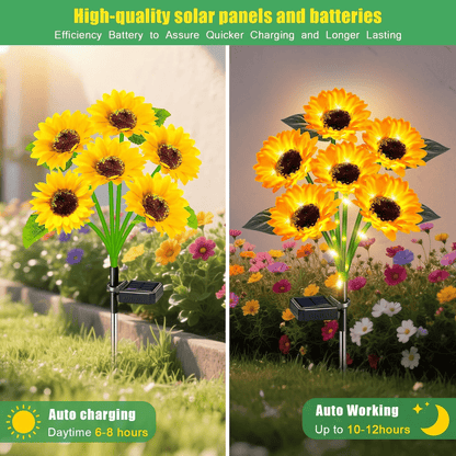 Sunflower Solar Light Outdoor Decoration, 2Pack - 3 Pack IP65 Waterproof Solar Sunflower Outdoor Lights for Garden Terrace, Flower Bed, Path, Gift for Ladies, Mom, Grandma, Father's day gift