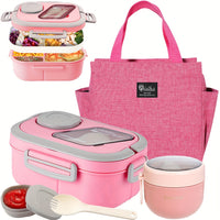 Pink - Lunch Box + Milk Cup + Meal Bag
