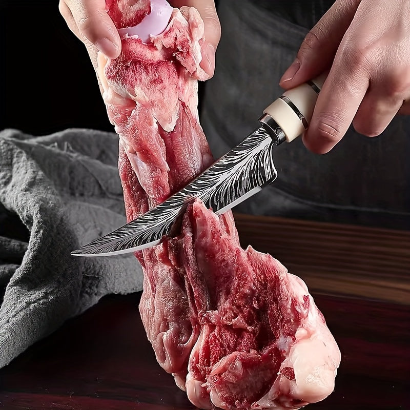 Professional Butcher Knife for Cutting Bone-In Meat - Razor Sharp Blade with Patterned Design And Comfort Grip Handle