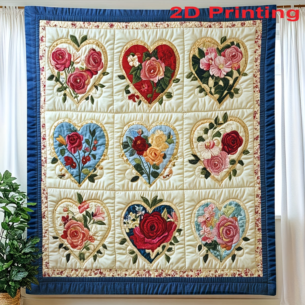 2D Printing 1Pc Multi-functional Ultra-soft Blanket, Printed With Heart-shaped Floral Pattern, All-season Sofa Comfort, Made Of Flannel, Suitable For Room Décor, Bedroom Decor, Home Furnishing, Office, Car Trips, And Camping, Perfect Mother's Day