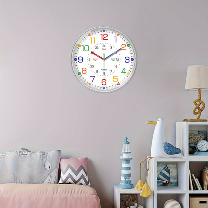 Silent Wall Clock for Classroom & Home | 8/10/12 Inch Color-Coded Educational Teaching Clock, Non-Ticking Japanese Quartz Movement