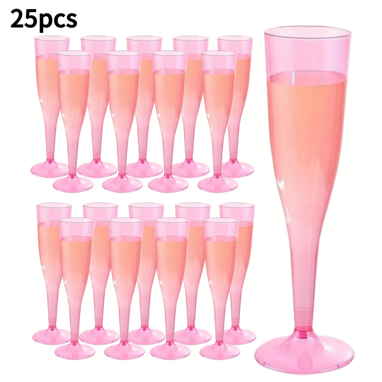 PUREDOVE 25/50pcs of Transparent Pink Plastic Champagne Glasses, Disposable Mimosa Cups, Pink Plastic Wine Glasses, Made from -Grade PS, Free of BPA, Sturdy, And Elegantly Shaped for Weddings, Cocktails, Holidays, And Outdoor Events