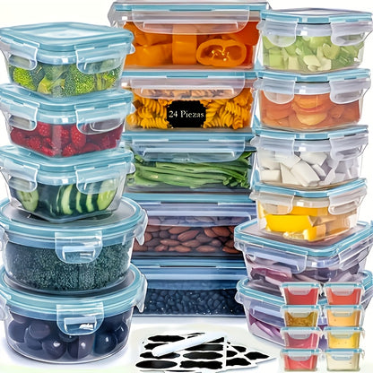 48pcs/set Food Storage Container Set, Crisper, Easy Fix Lids (24 Lids + 24 Containers) - Sealed Plastic Containers For Pantry, Travel, Outdoor Picnics, Kitchen Organization, Includes Labels And Labeling