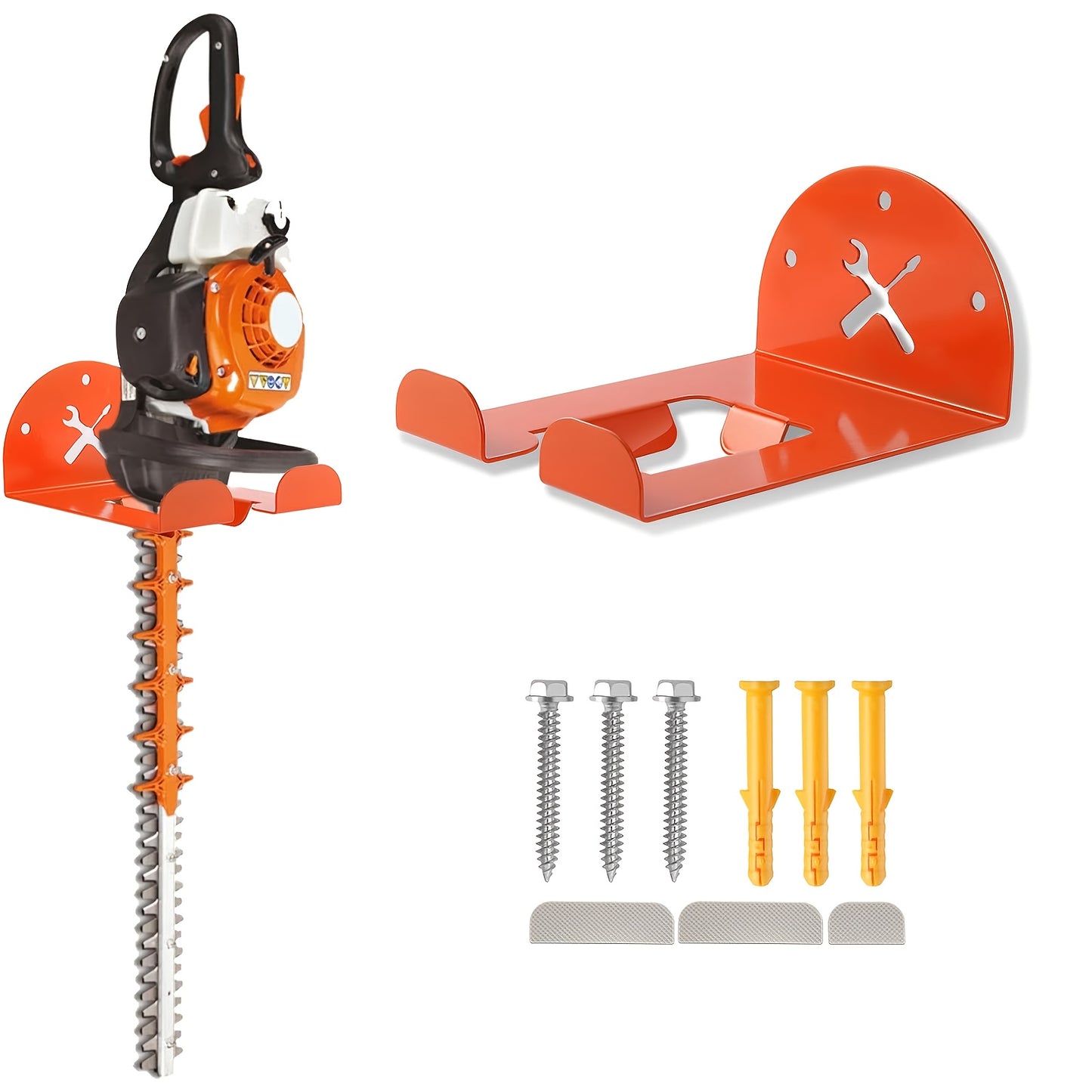 Upgraded Garage Storage Hooks Trimmer Rack Wall Mount, 8" Heavy Duty Weed Eater Hanger for Garage Wall Bracket, Garden Power Tool Holder Organizer Hooks for Grass Trimmer, Hedge Trimmer, Leaf Blower And Chainsaw, Utility Shelves