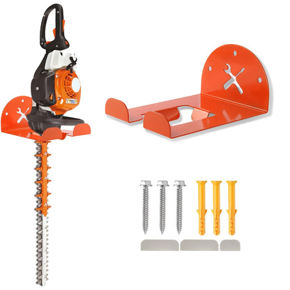 Upgraded Garage Storage Hooks Trimmer Rack Wall Mount, 8" Heavy Duty Weed Eater Hanger for Garage Wall Bracket, Garden Power Tool Holder Organizer Hooks for Grass Trimmer, Hedge Trimmer, Leaf Blower And Chainsaw, Utility Shelves