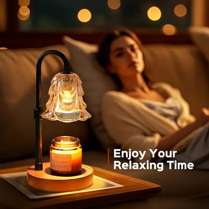 2-Pack Candle Warmer Lamp, Candleholders, LED Light With Dimmer And Wood Base, Height And Brightness Adjustable Wax Warming Lamps, House Warming Gifts New Home Decor, New Year And Valentine'S Day Gift, For Wife Mom Lovers Friends [Bulb Not Included]