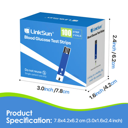 Test Strips for Diabetes, 100 Count, Suitable for G-425-1, G-425-2, G-425-3, Used for Measuring Blood Sugar Levels