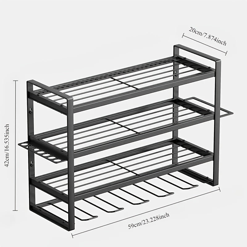 Heavy-duty Metal Wall Tool Storage Rack - Black with Yellow Accents, Cordless Workbench Organizer, Clamp Holder, Space-saving Gift - Gifts for Men, Boyfriends, Husbands, And Partners, Storage Racks