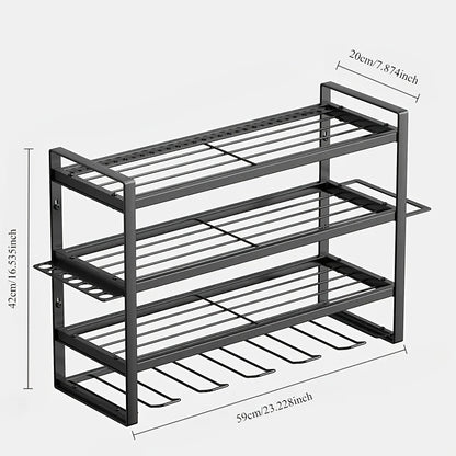 Heavy-duty Metal Wall Tool Storage Rack - Black with Yellow Accents, Cordless Workbench Organizer, Clamp Holder, Space-saving Gift - Gifts for Men, Boyfriends, Husbands, And Partners, Storage Racks