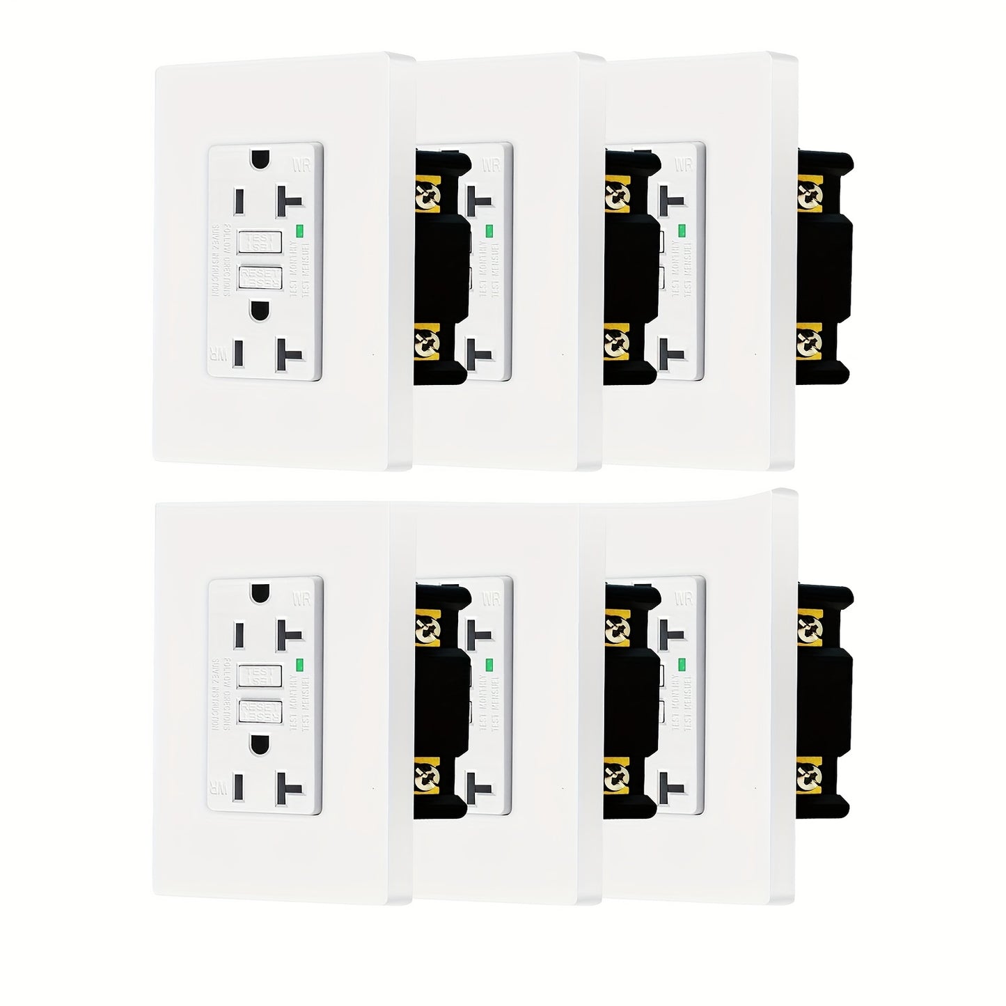 GFCI Outlet 20 Amp Tamper Resistant WR Weather Resistant with Wall Plate ETL Listed LED Indicator Test Reset Button Ground Fault Circuit Interrupter for Bathroom Kitchen Garage 2 4 6 10 20 Pack Black White