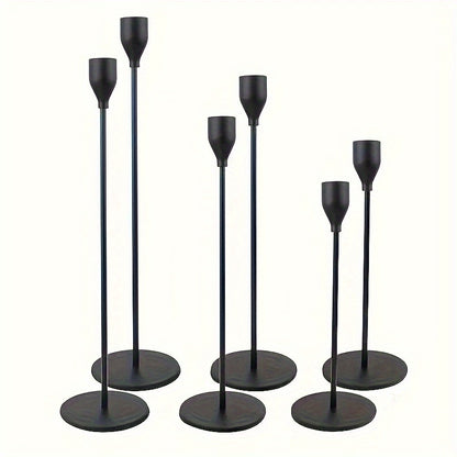 Collection of 6 Pink And Golden Candlestick Holders, Ideal for Taper Candles. These Decorative Candle Holders Are Perfect for Home Decoration, Weddings, Dining Events, Parties, And Anniversaries (Candles Not Included)