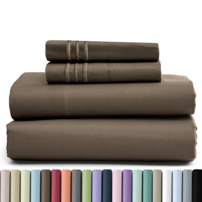 Hannah Bedding 4 Pieces Solid Colors Bed Sheets - 1800 Series Brushed Sheet Set With Pillowcases, Deep Pocket Bedding Set For Ultimate Comfort - Lightweight And Breathable Cooling Sheet Set - 16 Inches Deep Pocket