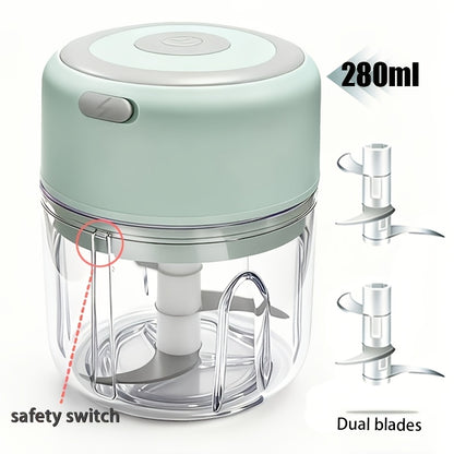 9.47oz USB Rechargeable Electric Mini Food Processor & Meat Grinder - Powerful Motor, Wireless Portable Chopper Suitable for Garlic, Vegetables, Meat, Fruit, Ginger, Chili, Small Blender for, Office, Travel, Compact USB- Device