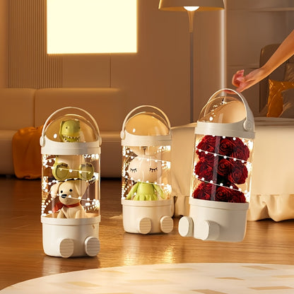 Transparent Cylindrical Doll Storage Bucket, Layered Design - Children's Plush, Figurines, And Dolls Dustproof Storage, Household Organizing Bucket, Easy Assembly, Suitable for Living Rooms, Bedrooms, Storage Rooms, Etc