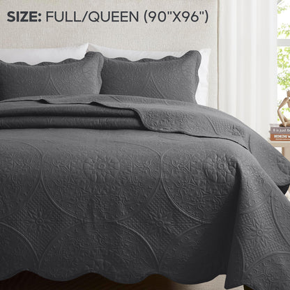 3pcs Luxury Quilted Bedspread Set – Oversize Quilt Coverlet Soft & Cozy Floral Bedspread with Pillow Shams, Breathable Lightweight for Bedroom & Guest Room Decor