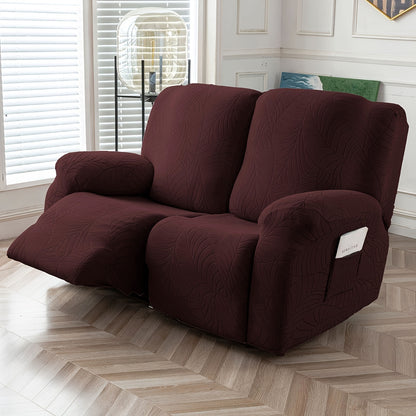 1/2/3/ Seat Plus Center Control Recliner Sofa Cover, Winter Insulation, Furniture Decoration, High Stretch Big Leaves Jacquard Sofa Recliner Cover, Soft And Washable, Loveseat Recliner Cover with Console, Home Decoration, Mother'S Day Gifts