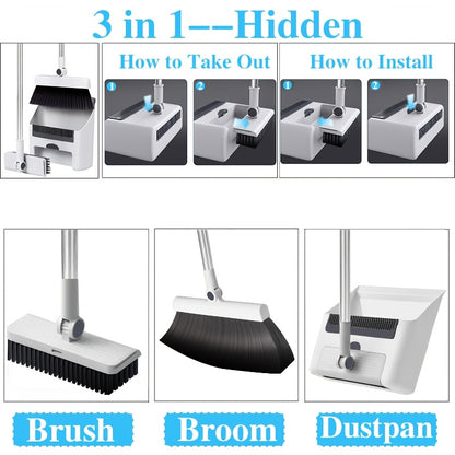 3pcs Three-in-one Broom Dustpan Set Combination Of Household Broom Wiper Non-stick Hair Sweeper God Of Garbage Broom