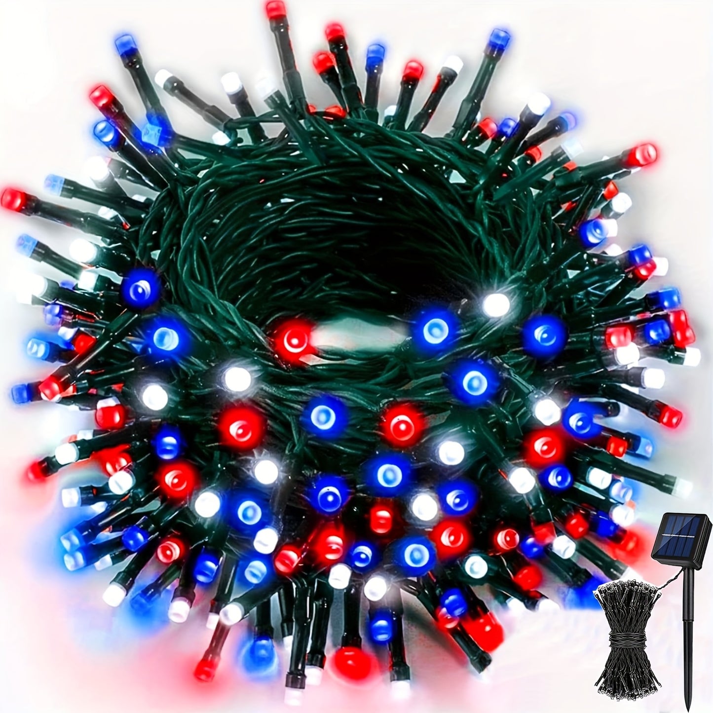 1/2pack 80ft Solar LED Christmas Lights, Independence Day Decorations Lights July 4th Decor LED String Fairy Lights Waterproof IP65 Outdoor LED Tree Lights With 8 Lighting Modes For Independence Day Xmas Wedding Party Garden Yard Decor Lumen 45lm