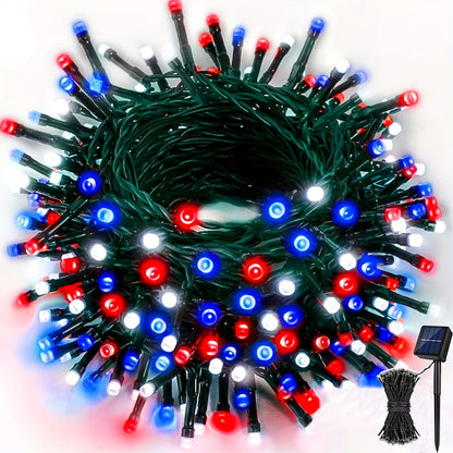 1/2pack 80ft Solar LED Christmas Lights, Independence Day Decorations Lights July 4th Decor LED String Fairy Lights Waterproof IP65 Outdoor LED Tree Lights With 8 Lighting Modes For Independence Day Xmas Wedding Party Garden Yard Decor Lumen 45lm