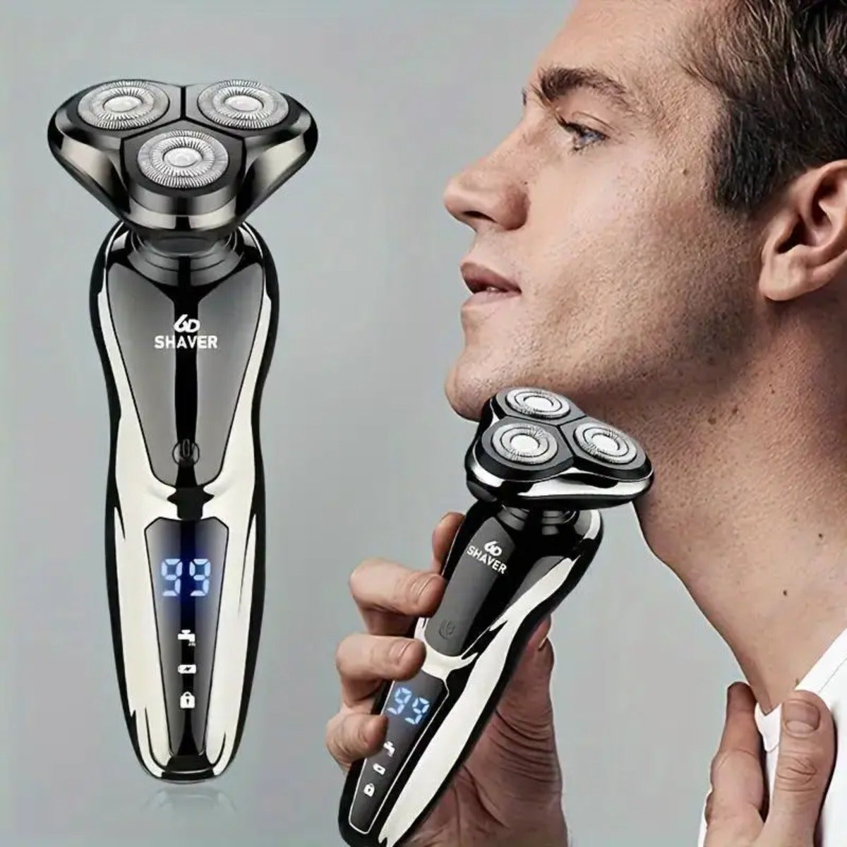 Cordless Electric Shaver for Men with a Rechargeable Battery, Featuring a 3D Floating Cutter Head And an LED Display, Perfect As a Valentine'S Day Gift for Boyfriends