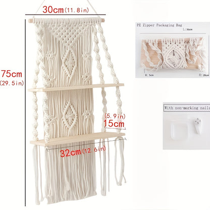 Lace Wall Hanger, Tassel Woven Tassel Hanger, Bohemian Wall Hanger Suitable for Small Plant Photo Frames, Home Living Room, Bedroom, Balcony Decoration