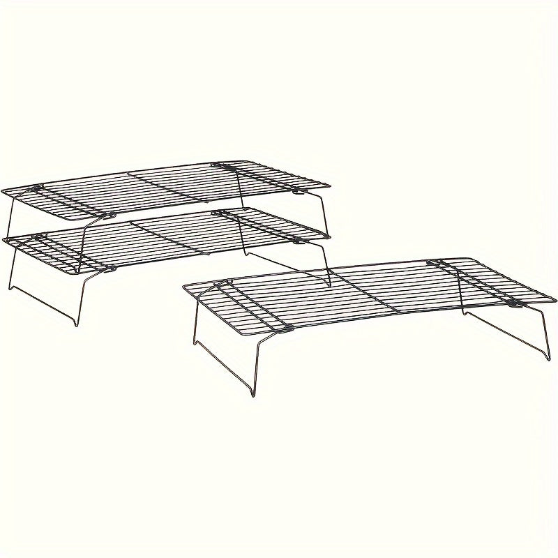 Set of 3, Collapsible And Stackable Cooling Racks for Baking, Essential Kitchen Tools And Gadgets, Perfect for Father'S Day Gifts