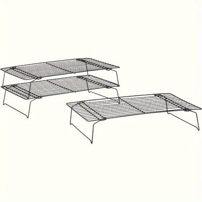 Set of 3, Collapsible And Stackable Cooling Racks for Baking, Essential Kitchen Tools And Gadgets, Perfect for Father'S Day Gifts